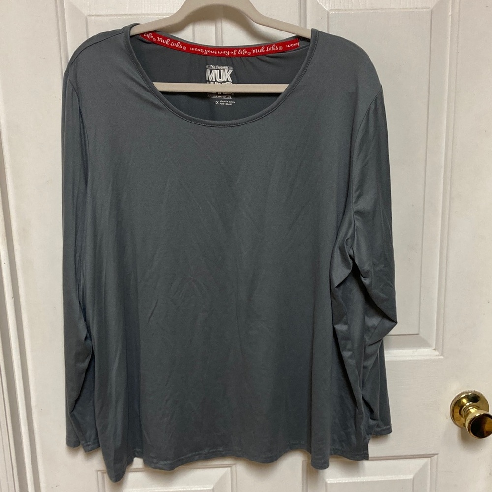 Muk Luks Women's Charcoal Long Sleeve Top